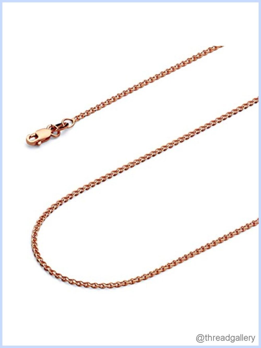 14k Real Gold 1.5mm Wheat Chain Necklace Lobster Claw Clasp